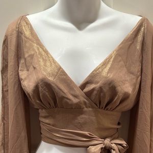 Bebe Gold Luxe Sheer Wrap Top